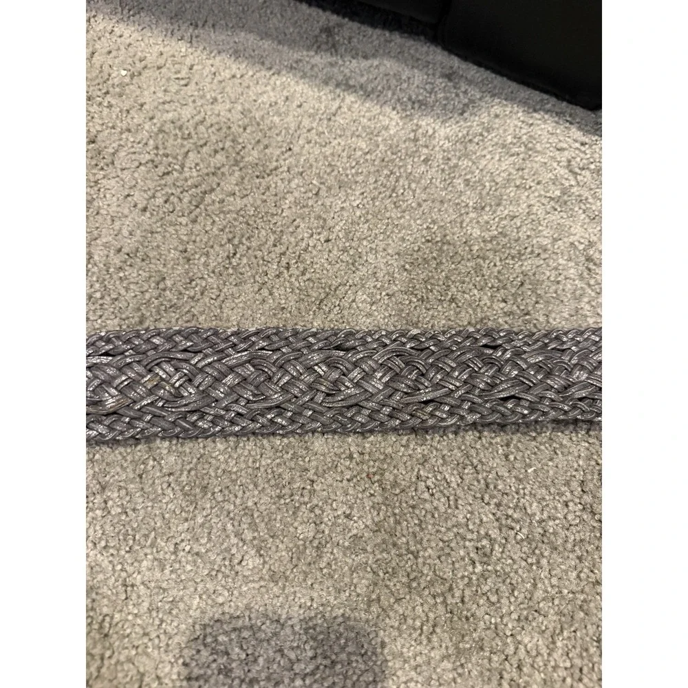ANN TAYLOR LOFT GRAY WOVEN BELT WITH SILVER METAL BUCKLE SIZE XS
